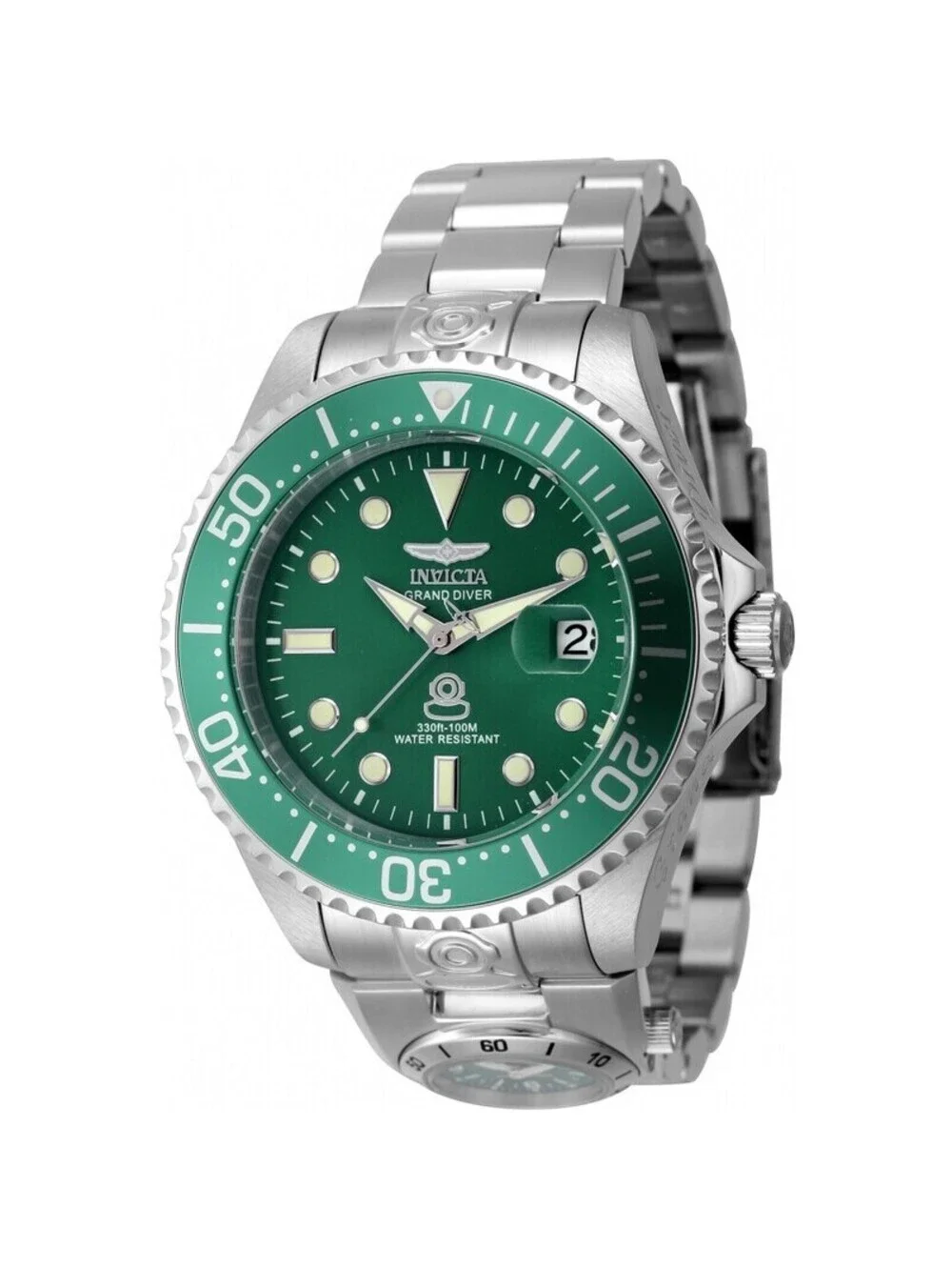 Invicta Pro Diver Date Automatic Dual-Time Green Dial Men's Watch, 47mm (45811)